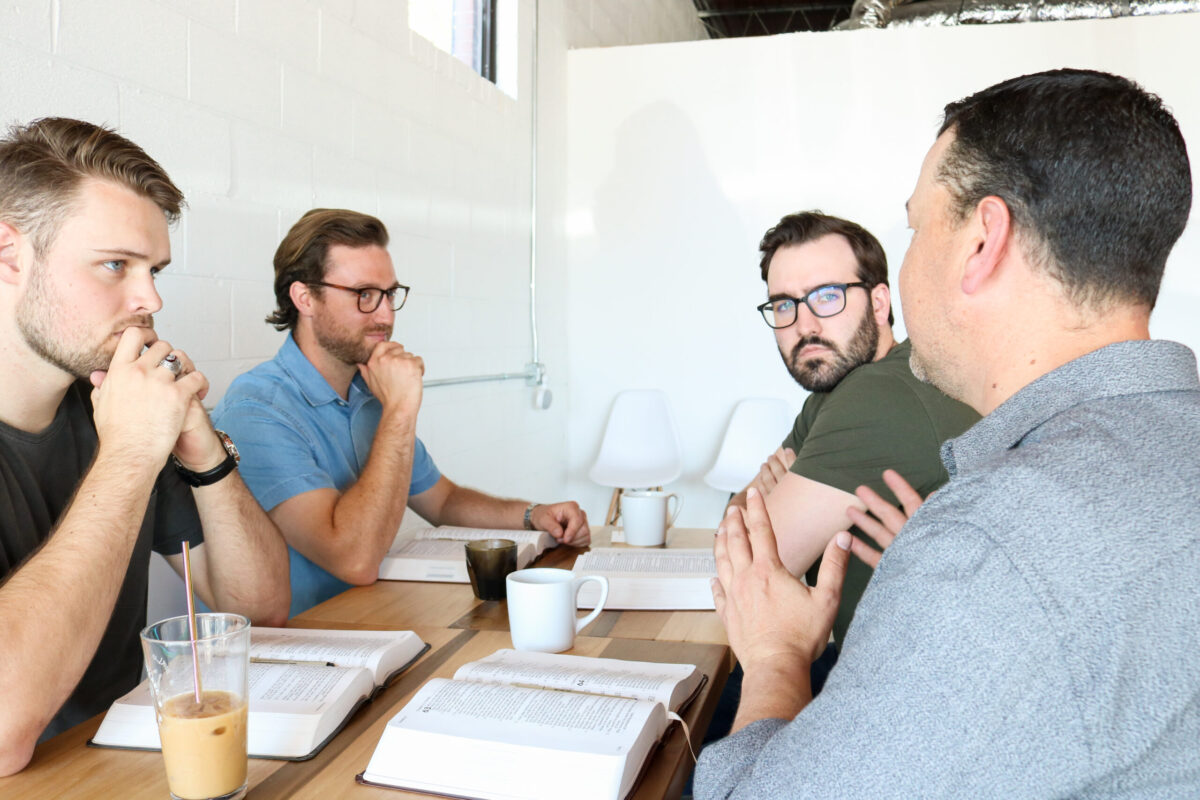 Four men meeting for a Precept Bible study